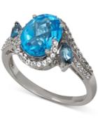 Blue Topaz (3-7/8 Ct. T.w.) And White Topaz (1/3 Ct. T.w.) Ring In Sterling Silver