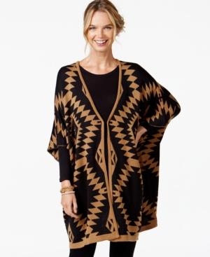 Ny Collection Oversize Aztec-print Poncho Cardigan