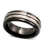 Men's Tungsten Ring, Black Ceramic Tungsten Design Ring