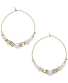 Inc International Concepts Gold-tone White Multi-stone Hoop Earrings, Only At Macy's