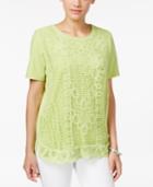 Alfred Dunner Petite Lace-front Blouse