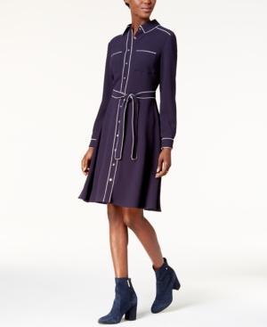 Tommy Hilfiger Contrast-trim Shirtdress, Created For Macy's