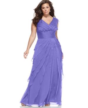 Adrianna Papell Plus Size Tiered Empire Gown