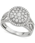 Diamond Cluster Openwork Ring (1 Ct. T.w.) In 14k White Gold