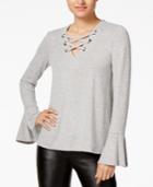 Bcx Juniors' Lace-up Bell-sleeve Top