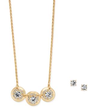 Charter Club Gold-tone Crystal Pendant Necklace & Stud Earrings