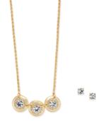 Charter Club Gold-tone Crystal Pendant Necklace & Stud Earrings