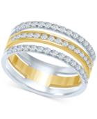 Diamond Triple Row Stack-look Ring (1/2 Ct. T.w.) In 14k Gold & White Gold