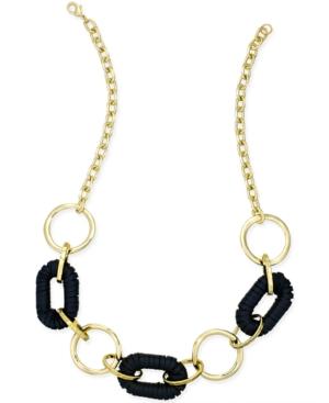 Inc International Concepts Gold-tone Faux Leather Link Collar Necklace, Only At Macy's
