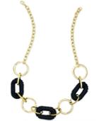 Inc International Concepts Gold-tone Faux Leather Link Collar Necklace, Only At Macy's