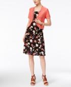 Ny Collection Petite Printed Fit & Flare Dress With Shrug