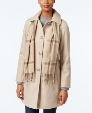 London Fog Petite Walker Coat With Scarf