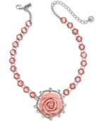 Kate Spade New York Silver-tone Crystal, Stone & Rose Collar Necklace, 16 + 3 Extender