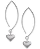 Giani Bernini Heart Dangle Threader Earrings In Sterling Silver, Created For Macy's