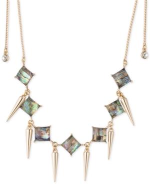 Abs By Allen Schwartz Gold-tone Spike & Abalone Stone Choker Necklace