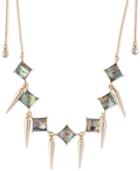 Abs By Allen Schwartz Gold-tone Spike & Abalone Stone Choker Necklace
