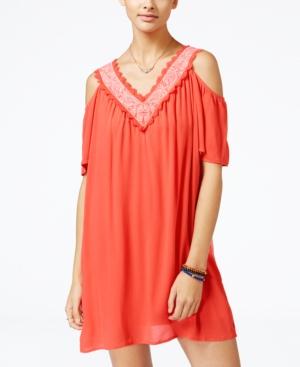 As U Wish Juniors' Cold-shoulder Shift Dress