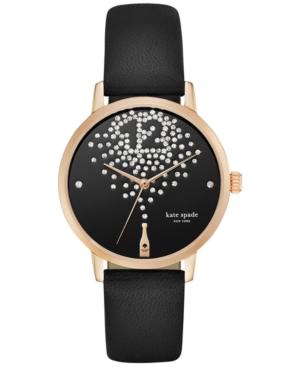 Kate Spade New York Women's Black Vachetta Leather Strap Watch 34mm Ksw1014