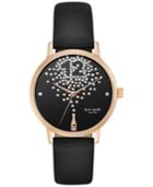 Kate Spade New York Women's Black Vachetta Leather Strap Watch 34mm Ksw1014