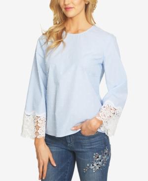 Cece Lace-cuff Dot Blouse