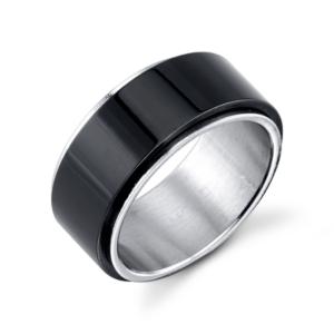 He Rocks Black And Silver Stainless Steel Ring
