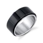 He Rocks Black And Silver Stainless Steel Ring