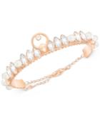 Swarovski Rose Gold-tone Imitation Pearl And Crystal Bangle Bracelet