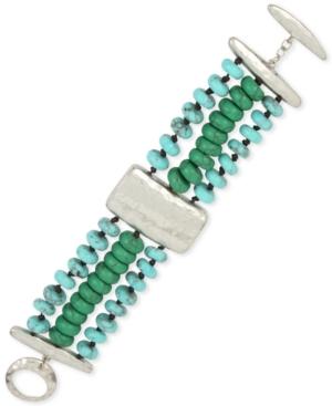 Robert Lee Morris Soho Silver-tone Beaded Triple-row Bracelet