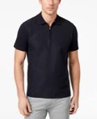 Ryan Seacrest Distinction Men's Slim-fit Navy Textured 1/4-zip Polo, Created For Macy's