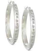 Diamond Accent Chunky Large Hoop Earrings In14k White Gold