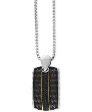 Gento By Effy Men's Black Sapphire Dog Tag Necklace (1/2 Ct. T.w.) In 18k Gold And Sterling Silver