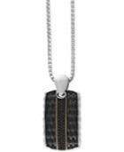 Gento By Effy Men's Black Sapphire Dog Tag Necklace (1/2 Ct. T.w.) In 18k Gold And Sterling Silver