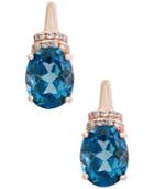 Ocean Bleu By Effy London Blue Topaz (4-1/4 Ct. T.w.) And Diamond Accent Drop Earrings In 14k Rose Gold
