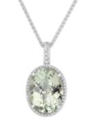 Blue Topaz (20 Ct. T.w.) And White Topaz (3/8 Ct. T.w.) Large Oval Pendant Necklace In Sterling Silver (also Available In Prasiolite And Smoky Quartz)