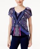 Inc International Concepts Printed Peasant Top, Created For Macy's