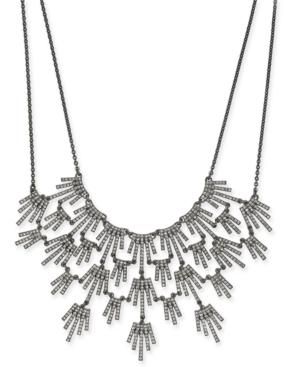 I.n.c. Hematite-tone Crystal Burst Statement Necklace, 16 + 3 Extender, Created For Macy's