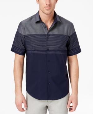 Alfani Men's Colorblocked Textured-stripe Shirt, Created For Macy's