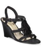 Adrianna Papell Adair Fringe Wedge Evening Sandals Women's Shoes