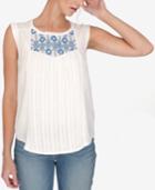 Lucky Brand Sleeveless Embroidered Blouse