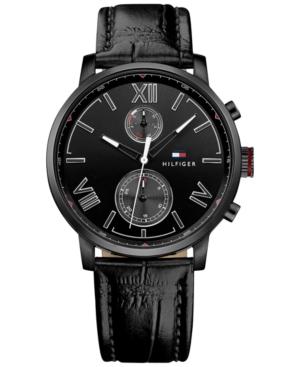 Tommy Hilfiger Men's Sophisticated Sport Black Leather Strap Watch 44mm 1791310