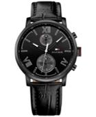 Tommy Hilfiger Men's Sophisticated Sport Black Leather Strap Watch 44mm 1791310
