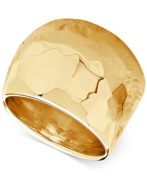 Hammered Wide Dome Ring In 14k Gold