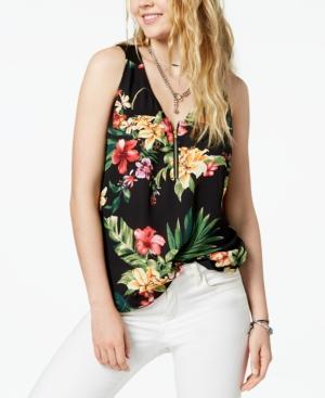 Bcx Juniors' Printed Zip-front Tank Top