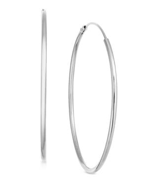 Essentials Silver Plated Medium Endless Wire Hoop Earrings