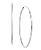 Essentials Silver Plated Medium Endless Wire Hoop Earrings