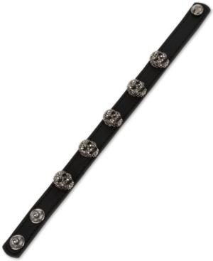 Betsey Johnson Leather Skull Snap Bracelet