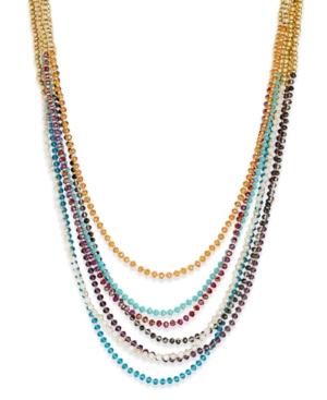 Abs By Allen Schwartz Gold-tone 7-row Beaded Necklace