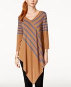 Ny Collection Asymmetrical Striped Tunic Sweater