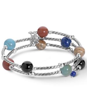 American West Multi Gemstone Coil Bracelet In Sterling Silver