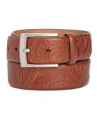 Tasso Elba Men's Paisley Leather Belt, Created For Macy's